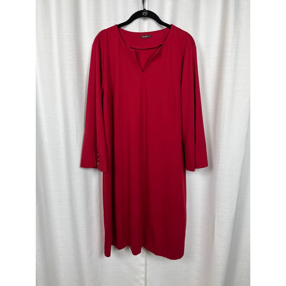 J.McLaughlin Red Ofelia Catalina Cloth Shift Midi Dress Sz.XL - Picture 2 of 12